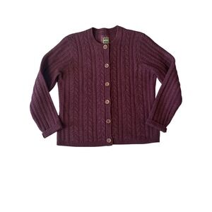 Vintage Eddie Bauer Cable Knit Lambswool Cardigan